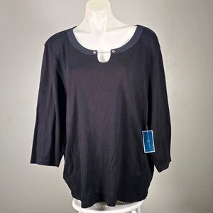 NWT Black Women's Top with chain detail 3x